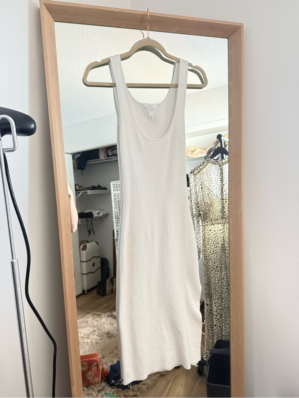 Sleeveless White Ribbed Tank Dress